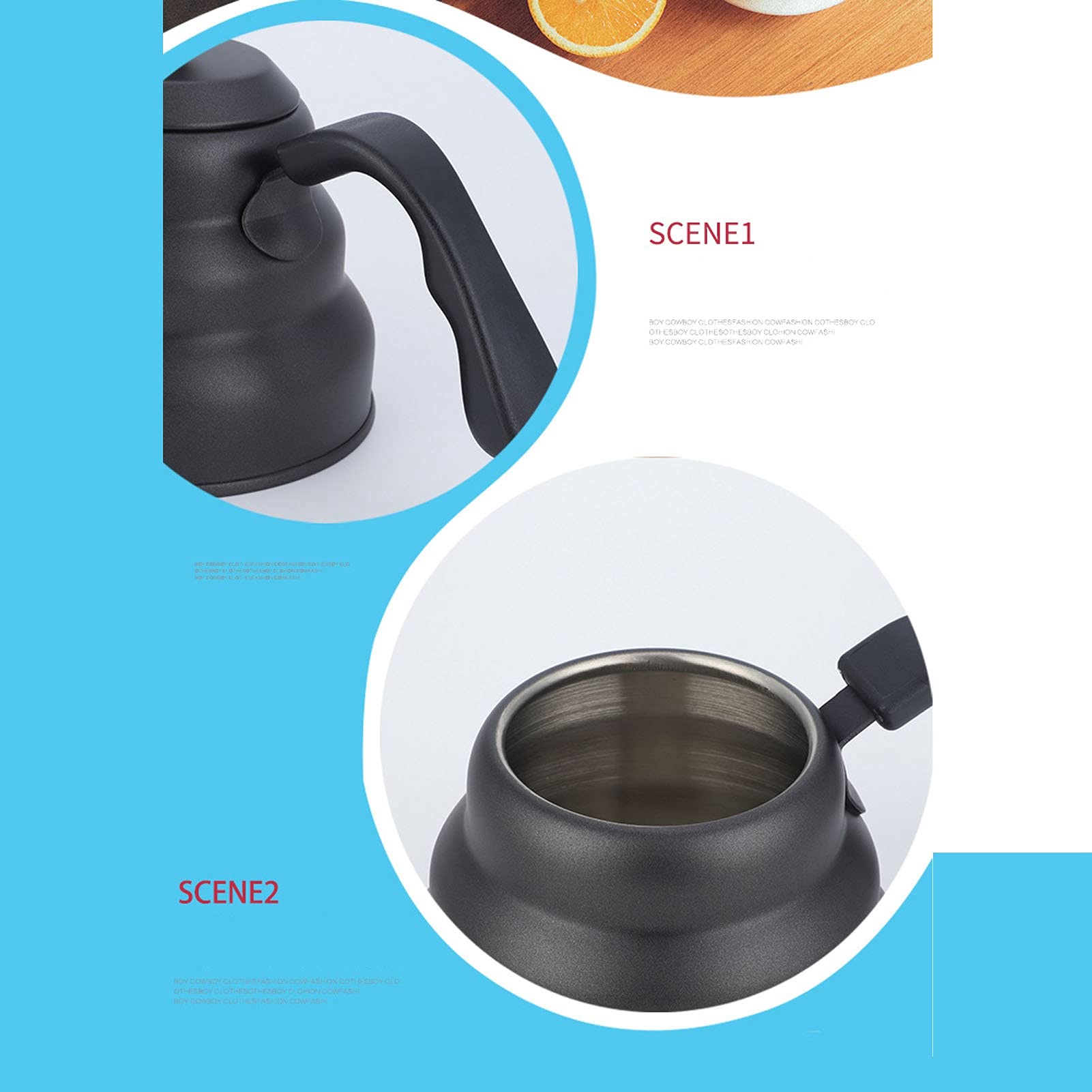 Verter sobre el hervidor de café, olla de cuello de cisne de acero inoxidable PTFE para la oficina para el restaurante para la tienda de té de la leche para el café para el hogar (n. ° 2) (n. ° 2)