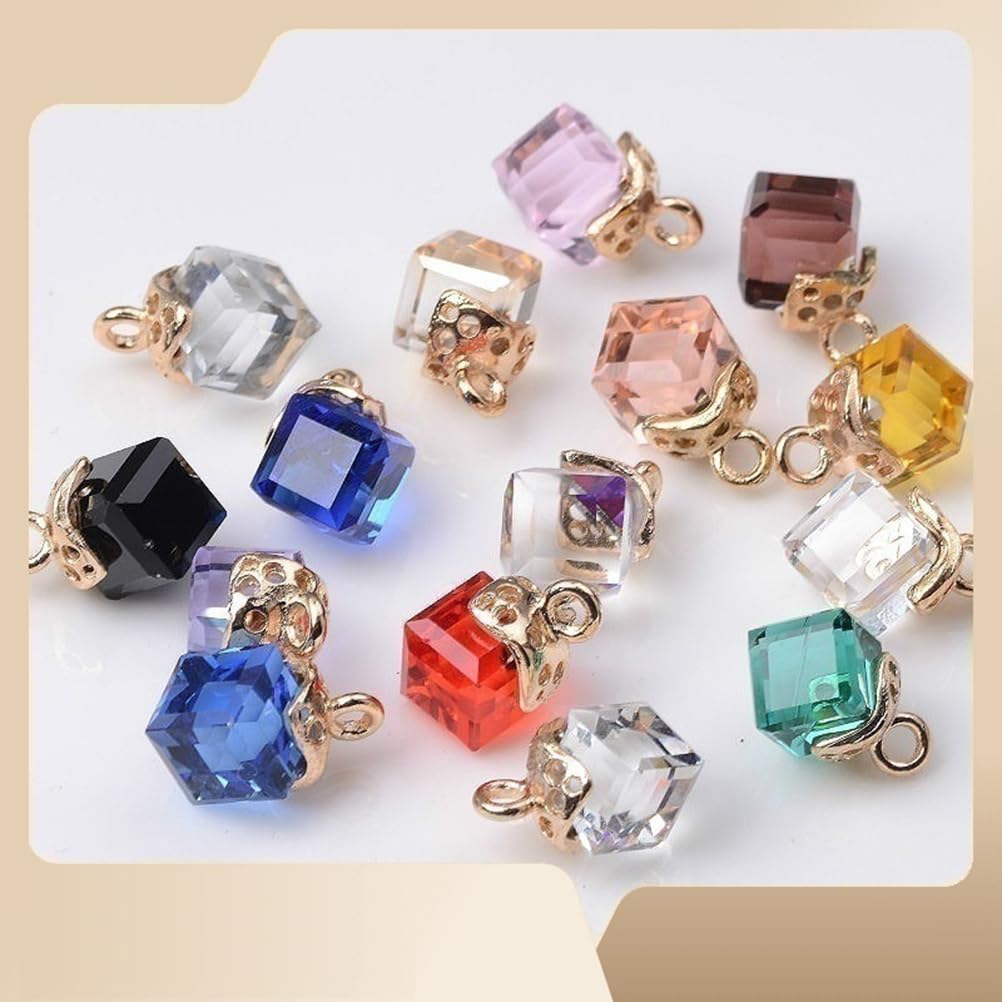BetterJonny 60pcs Cubic Crystal Charms, 7 * 15mm Crystal Dangle Charms Bulk Rhinestone Pendants for DIY Jewelry Making 6 Colors - Image 2