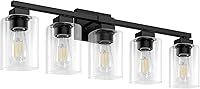 Vista 8 de BesLowe 31" 5-Light Bathroom Light Fixture, Modern Black Bathroom Vanity Light, Bathroom Lighting Fixtures Over Mirror, Matte Black Wall Socnce