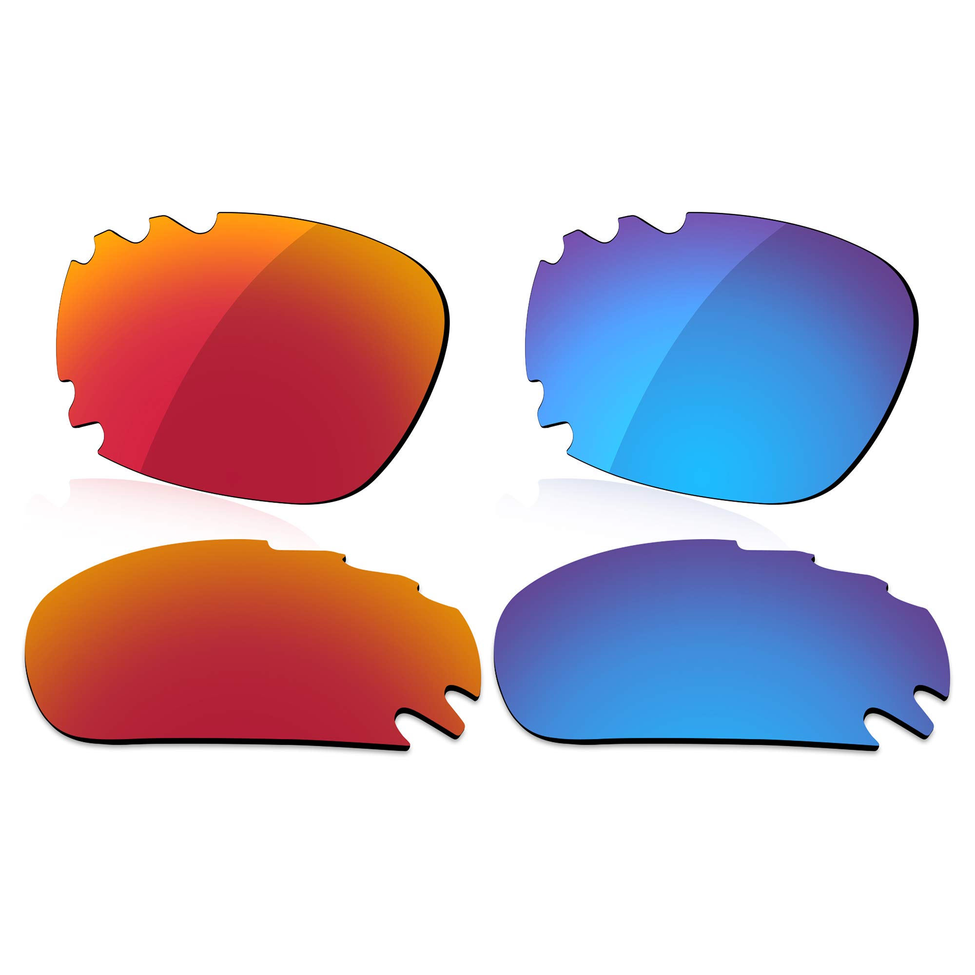 Lenzreborn Men's Fire Red + Ice Blue Polarized Lens Replacet For Oakley Jawbone Vented Sunglass - Fire Red+Ice Blue