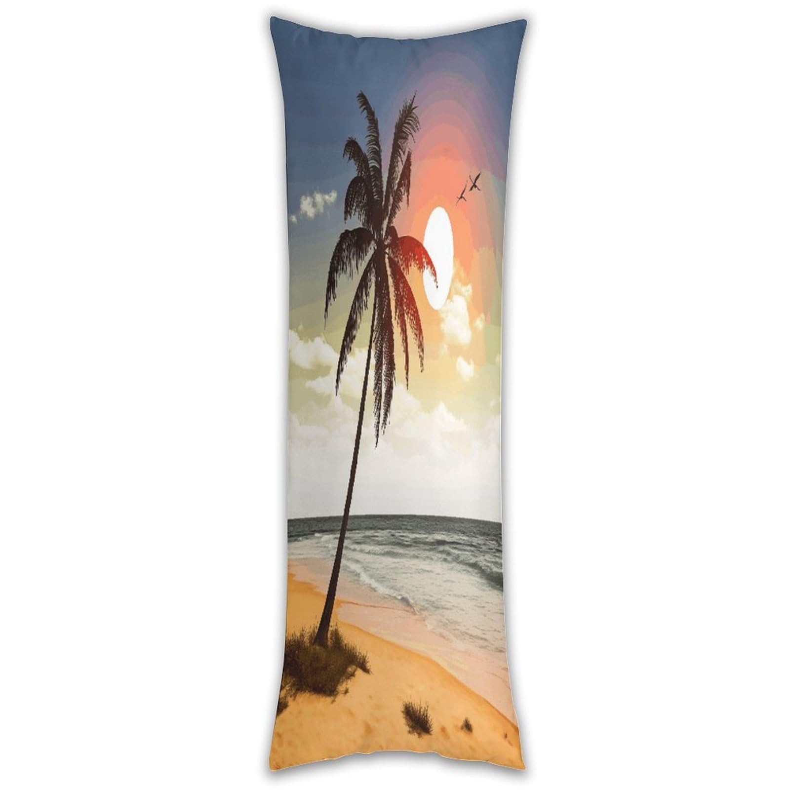 Palm Tree on Beach Pillow Case Breathable Absorb Sweat Long Pillowcover Exquisite Unique Pillow Protector for All Seasons Hot Sleepers Body Pillowcase