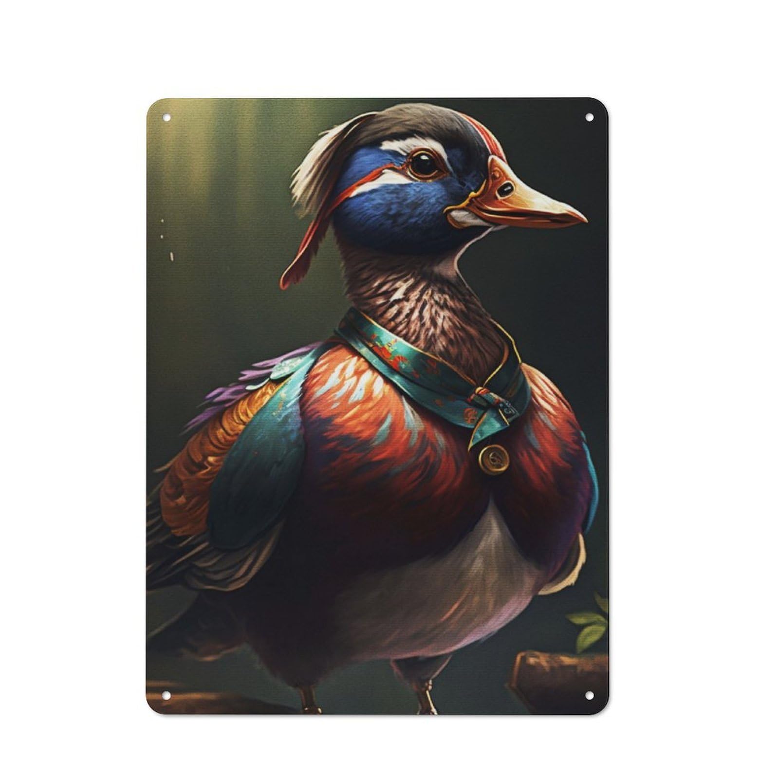 Workshop Style Mandarin Duck Tin Sign 40x30cm, Garage Wall Decor for Tool Room, Garage, Studio Or Home Bar