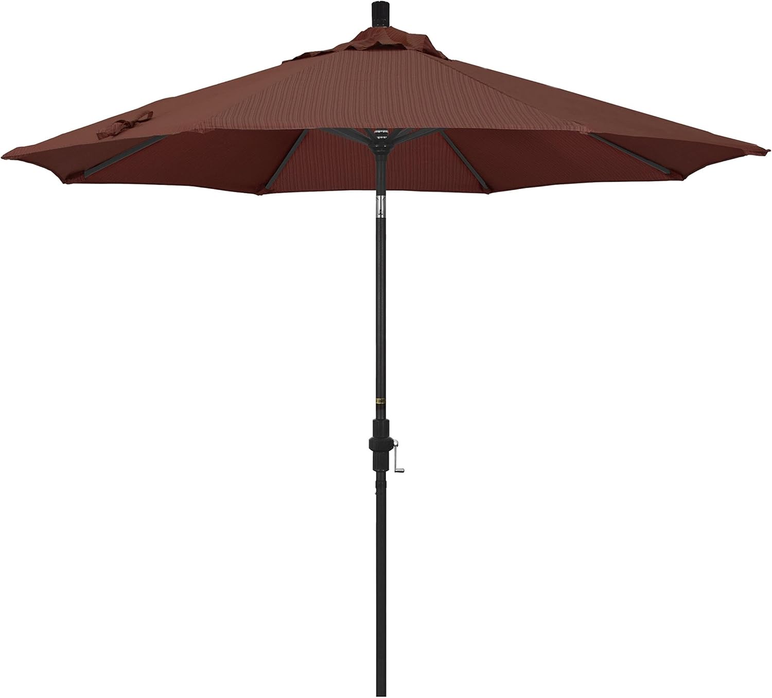 Pemberly Row 9' Patio Umbrella, Black Aluminum Frame, Olefin Fabric, Terrace Adobe Finish, Advanced Collar Tilt Design, Crank-to-Open, Durable Outdoor Shade