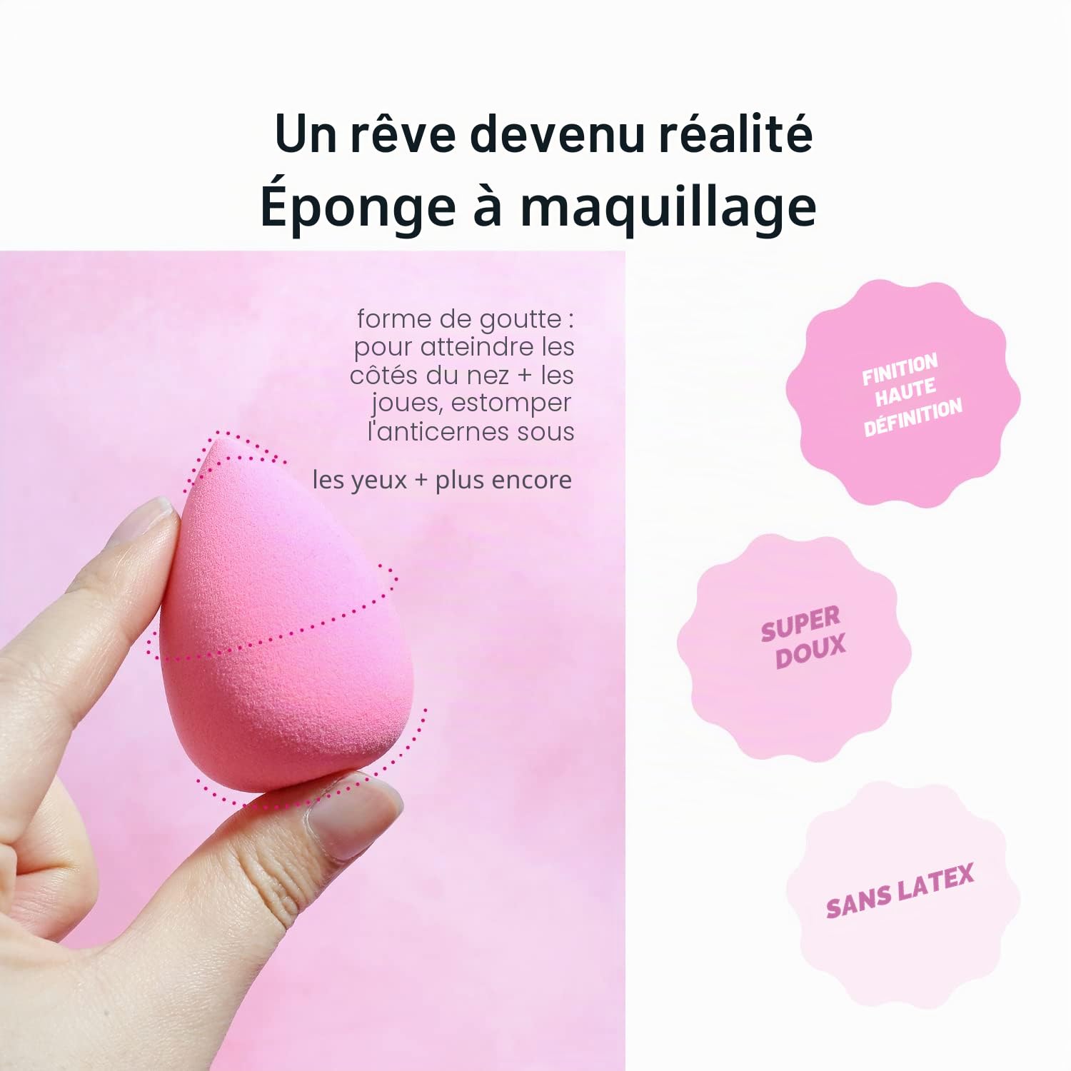 AOA Studio Wonder Blender Lot de 6 éponges à maquillage super douces sans latex et haute définition pour poudre, crème et liquide