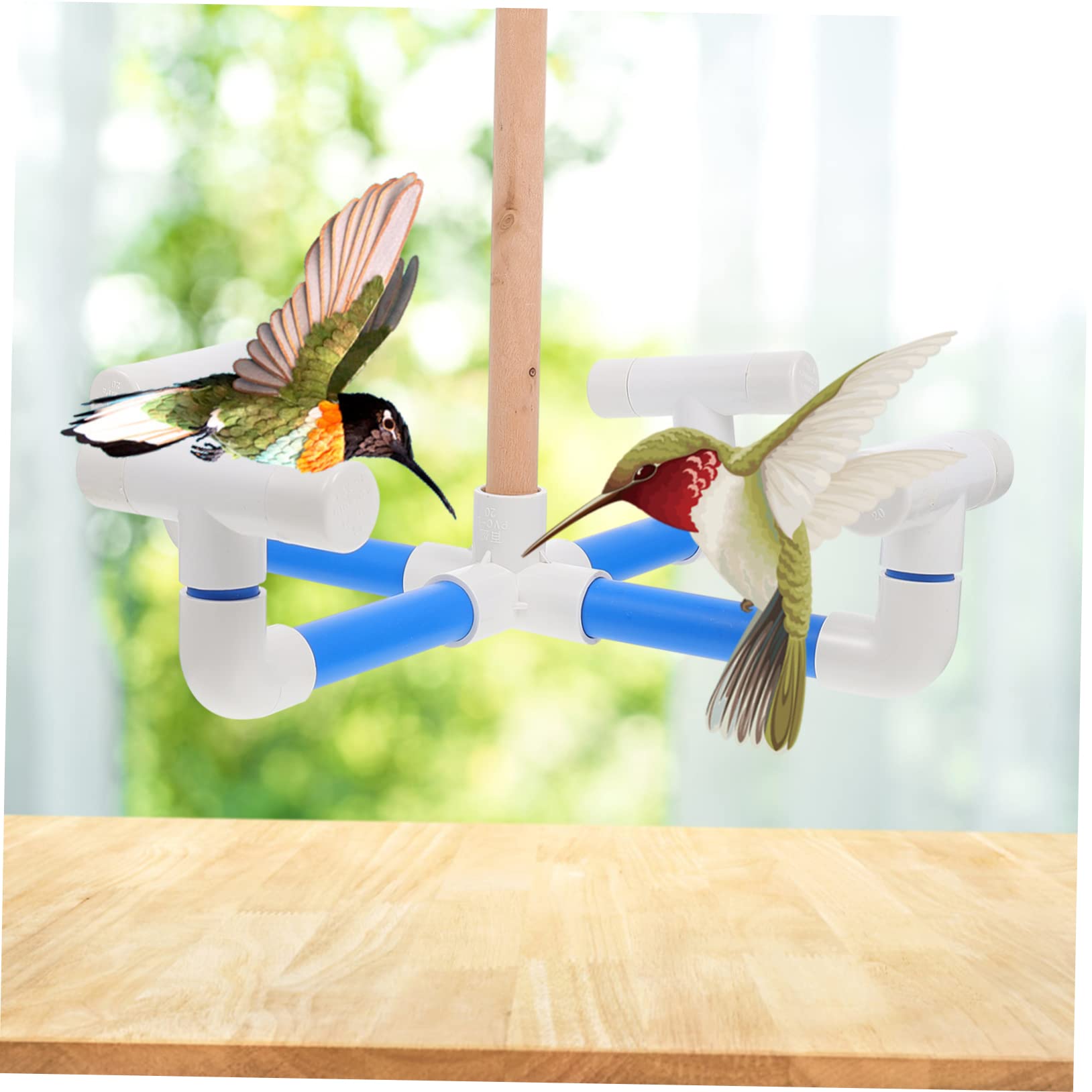 Juguete Giratorio de Madera para Loros, Juguete de Carrusel para Pájaros, Accesorio de Entretenimiento y Ejercicio para Jaula de Mascotas