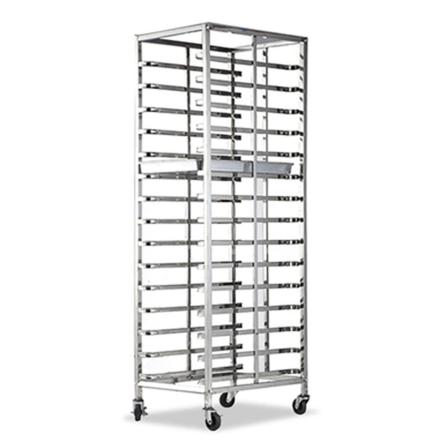 Estante para panadería de acero inoxidable resistente con ruedas, almacenamiento comercial para hornear y enfriar, amplio espacio para bandejas de hornear, ideal para panaderías y equipos de servicio