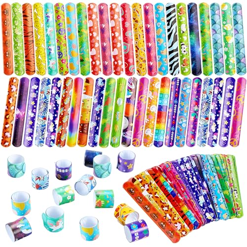 JOYIN 48 Pcs Slap Bracelets for Kids Bulk Wristbands with Animals Friendship Heart Galaxy Party Favors Classroom Prizes Birthday Exchanging Gifts Goodie Bag Stuffers