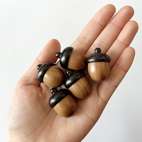 Miniatura 4 de 5 dijes de bellotas de madera desmontables de bellota para manualidades joyería llavero collares manualidades