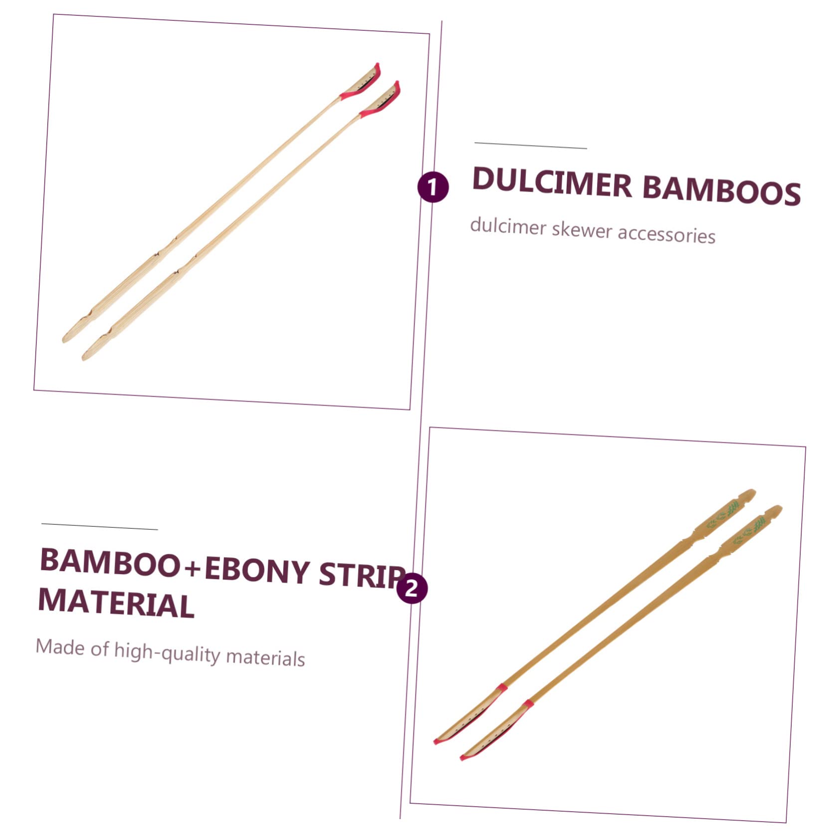 Mikinona Practical Bamboo Ebony Key Stick Durable Handmade Enhance Your Dulcimer Performance