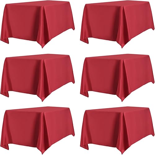 Miniatura 23 de PureFit Paquete de 6 manteles rectangulares blancos de 60 x 102 pulgadas para mesas de 6 pies, resistentes a las manchas y a las arrugas, ropa