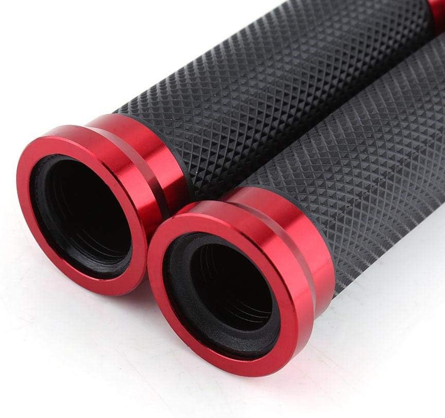 7/8" Motorcycle Handlebar Grips, Keenso CNC Aluminum Rubber Hand Grips, Universal Antiskid Handlebars Hand Grips Rubber Gel Handlebar for Handle Bar Bike Bicycle