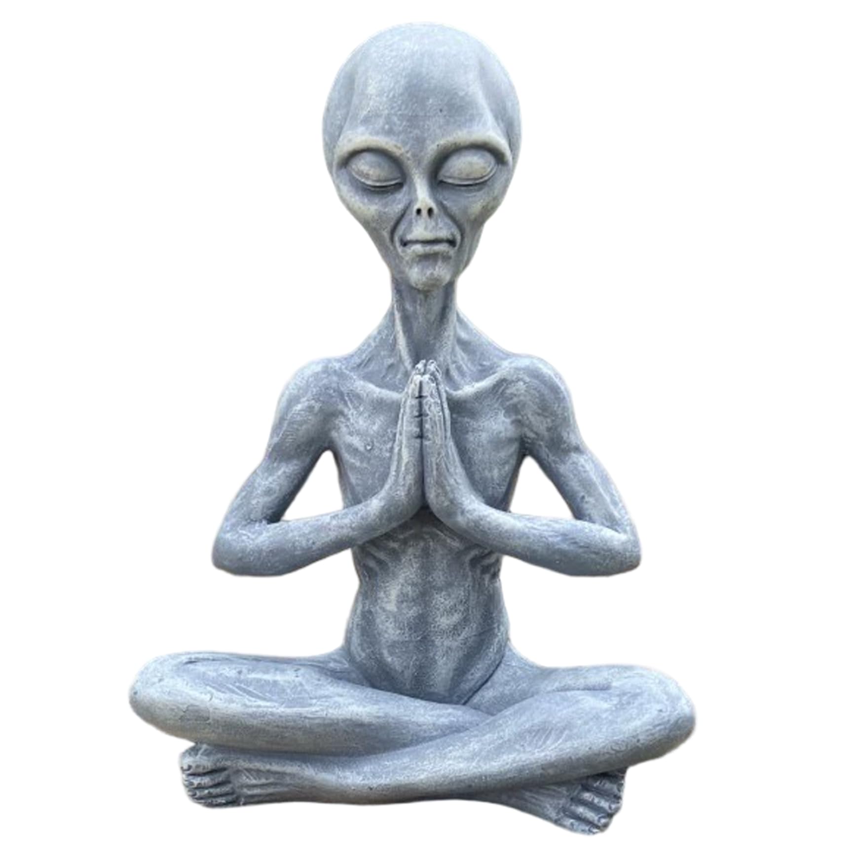 Peosaard Grey Alien Decor, Alien Statue, 6.5" Resin Yoga Meditation Figurine For Home Decor, Unique Shelf & Bookshelf Decoration, Figure