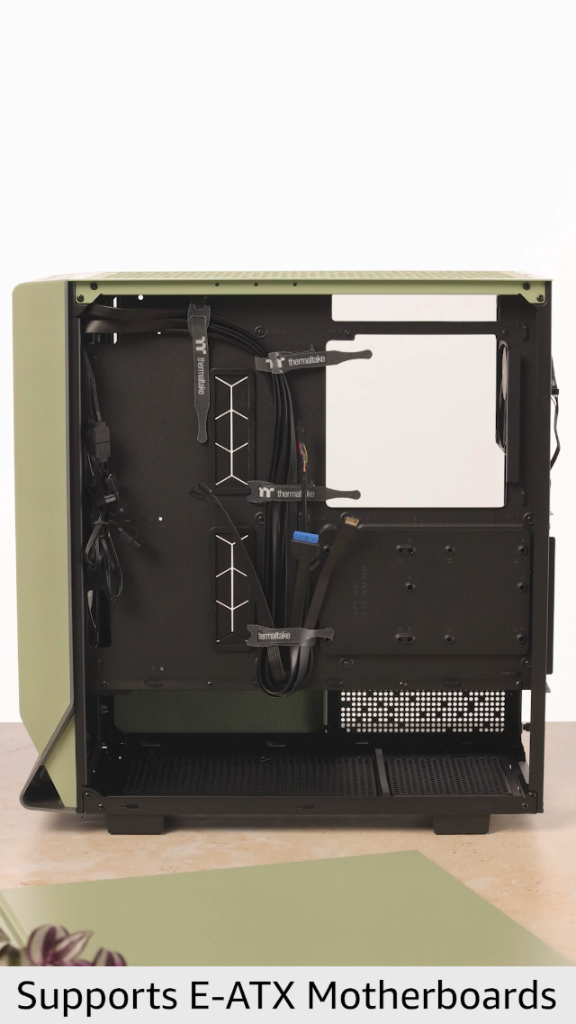 Image of Thermaltake Ceres 300 Matcha Green Mid Tower E-ATX Computer Case with Tempered Glass Side Panel; 2xCT140 ARGB Fan Preinstalled; Rotational PCIe Slots; CA-1Y2-00MEWN-00; 3 Years Warranty