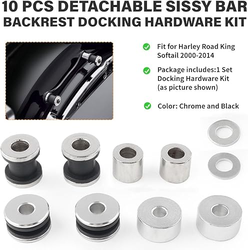 Miniatura 2 de Newsmarts Kit de herramientas de acoplamiento de respaldo de barra desmontable para Harley Touring para Road King Road Glide Electra Glide 1997 1998