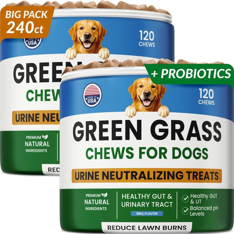 PAWFECTCHEW Green Grass Dog Chews with Probiotics – Lawn Burn Support – Dog Urine Neutralizer for Grass – Pee Spot Control – Gut & Urinary Health – 240Ct