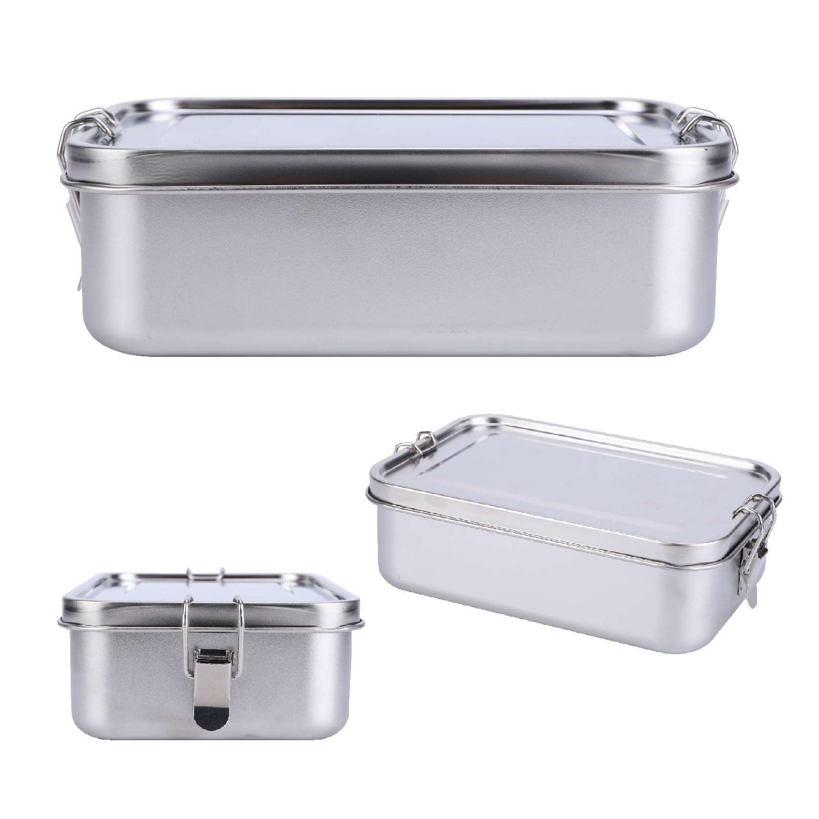 PCXWTLN Stainless Steel Lunch Box, 1400ml Bento Box with 1 Removable Compartments, Eco-Friendly Metal Lunch Box, Food Storage Containers, Leak-Proof and Dishwasher Safe (1400ml + 1 Compartments)