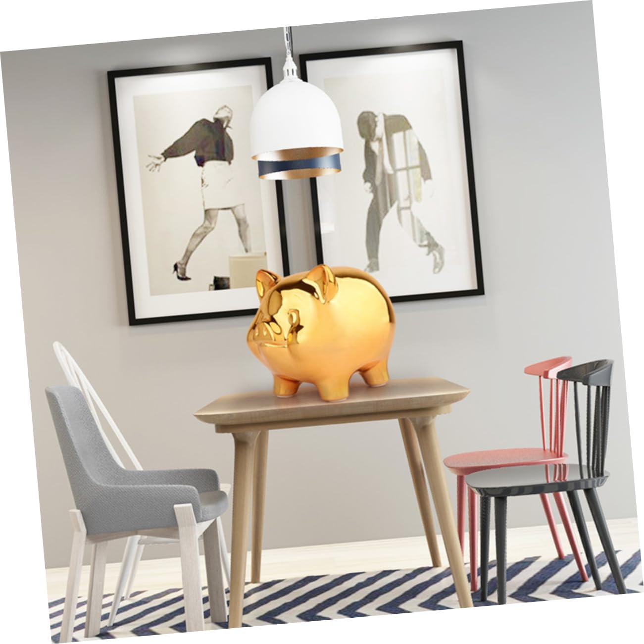 Ceramic Piggy Bank Cute Golden Pig Money Saving Box Compact Coin Bank for Home Decoration and 5.7 Inch Durable Savings Jar