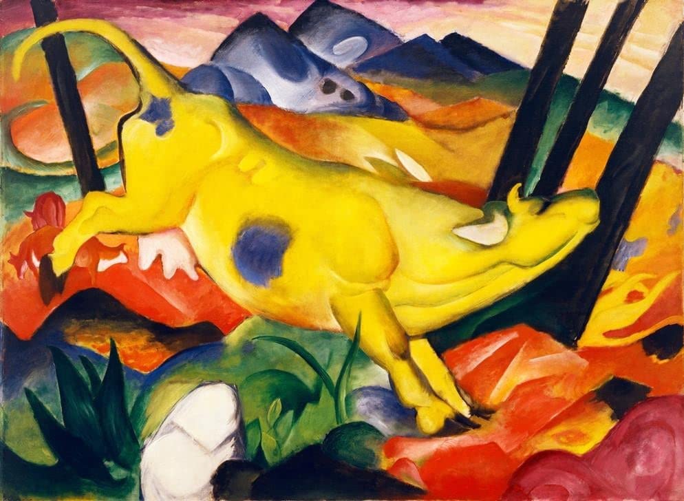 La vache jaune de Marc posters et art pour décoration chambre ambiance vintage