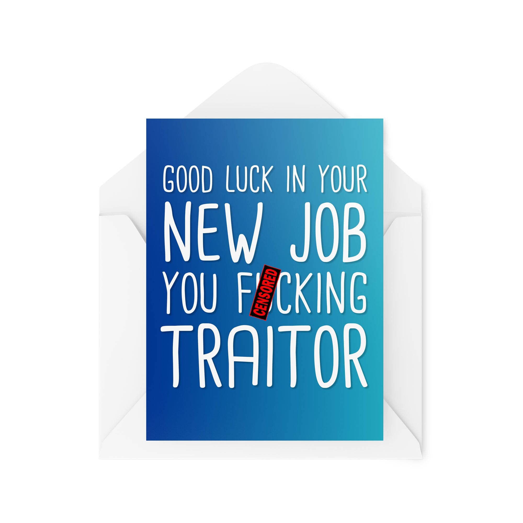 Tongue in Peach Funny Leaving Work Cards | Good Luck New Job You Traitor Greeting Card | Job Cards Coworker Office Work | Humour Sarcasm Banter Joke CBH253 White, A5, TIP_Card_CBH253