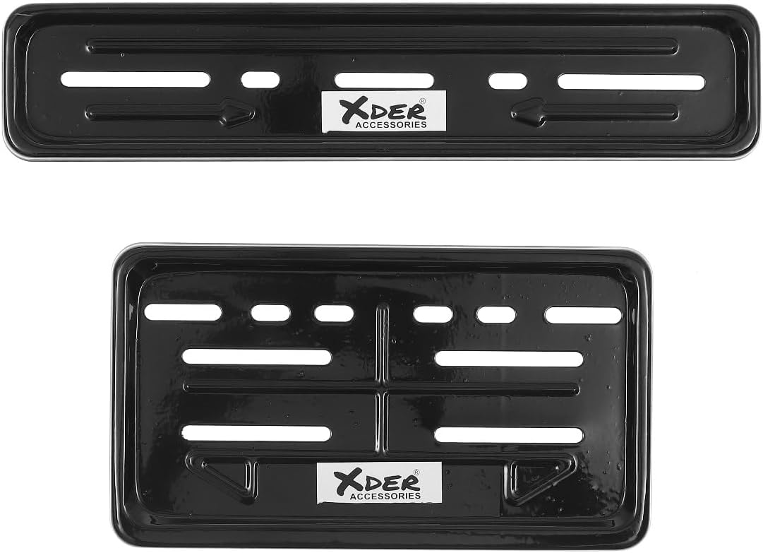 Metal Number Plate Frame for Bikes – Front & Back Set | Black ND Plate Holder Cover | Universal Standard Size for All Motorcycles & Scooter
