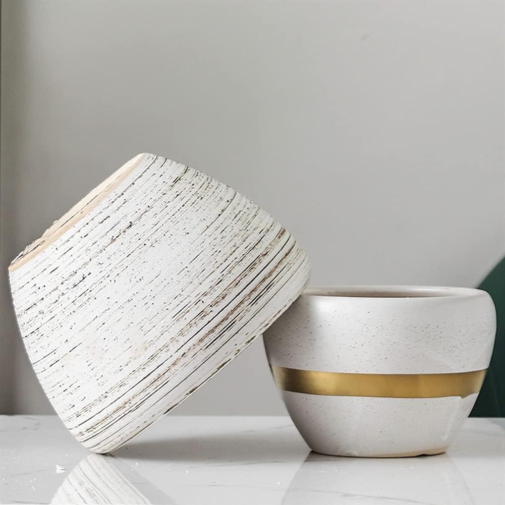 Planter Large White Flower Pot Living Room Home Coffee Table Office Dining Room Decoration Flower Pot Striped Flower Pot 6 Choices Pots for Plants (Size : A) (C)