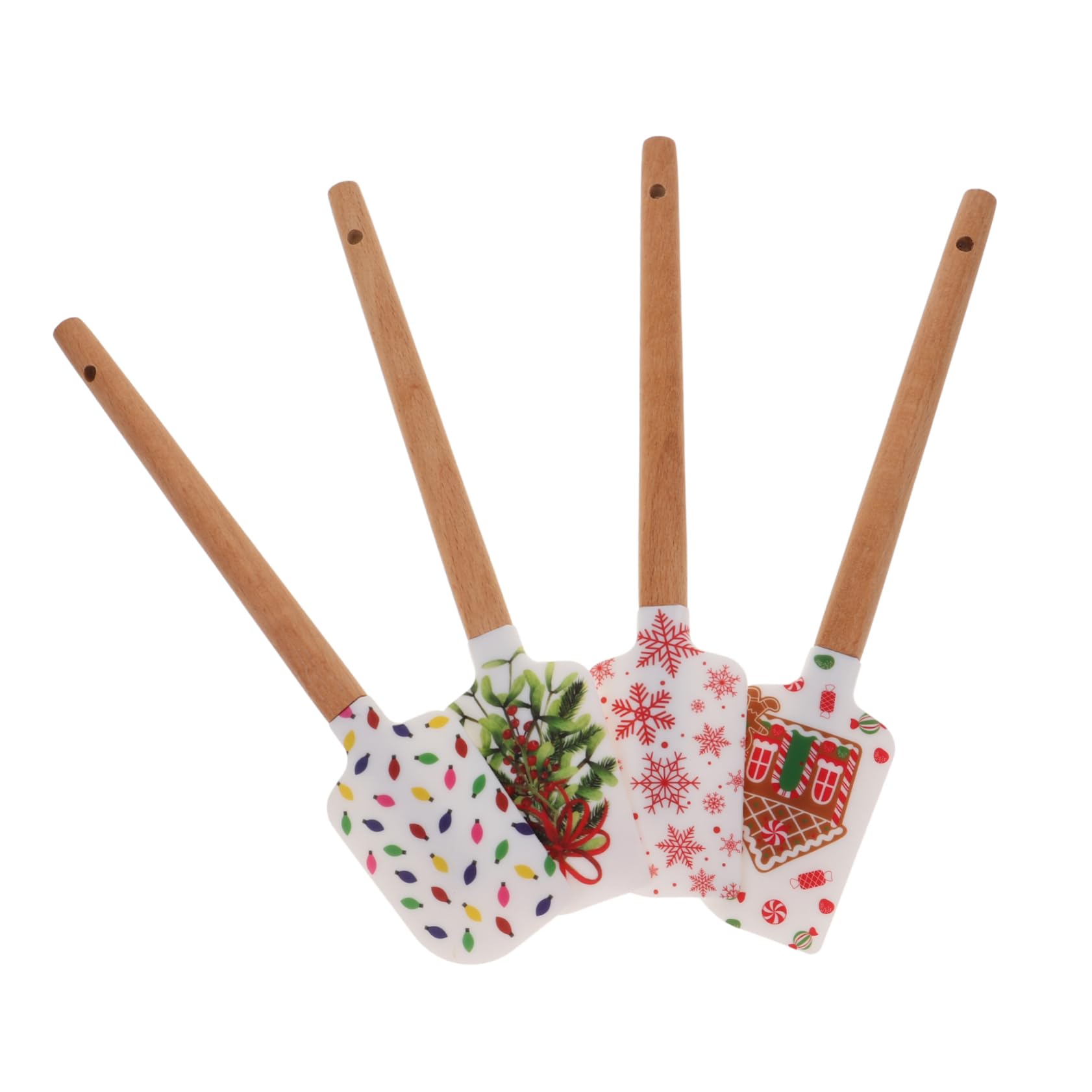 Cabilock 4 Sätze Silikon Spatel Teilig Weihnachtskuchen Dekoration Ergonomischer Holzgriff Hitzebeständig Für Kuchencreme Und Teigschaben Leicht Und Langlebig 4 Stück * 4