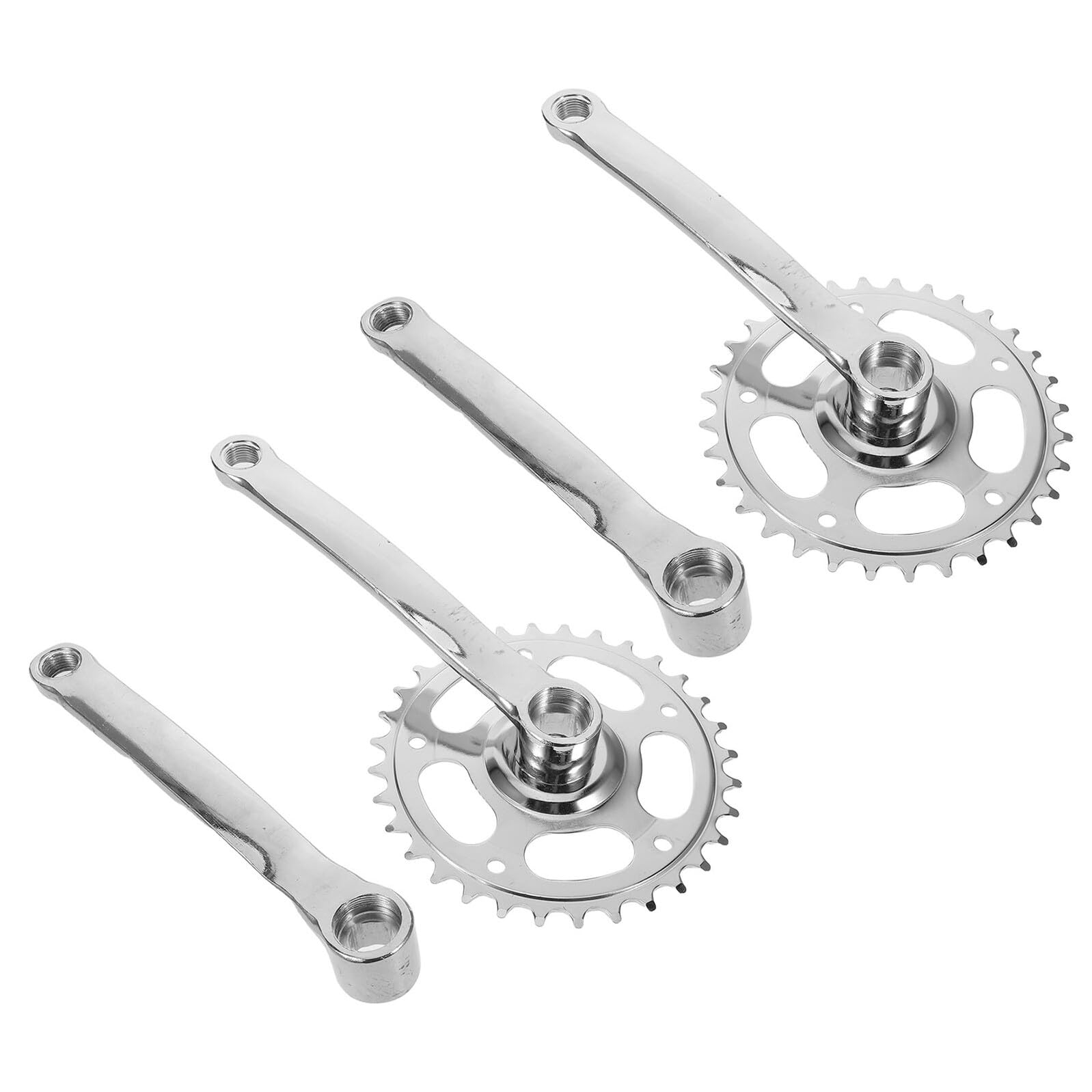 Healeved Set 2 Guarniture Pedivelle per Mountain Bike 32 Denti Monomarcia in Metallo con Cono Quadrato e Rivestimento Argento Parti di Ricambio per Ciclismo Urbano e Fuoristrada