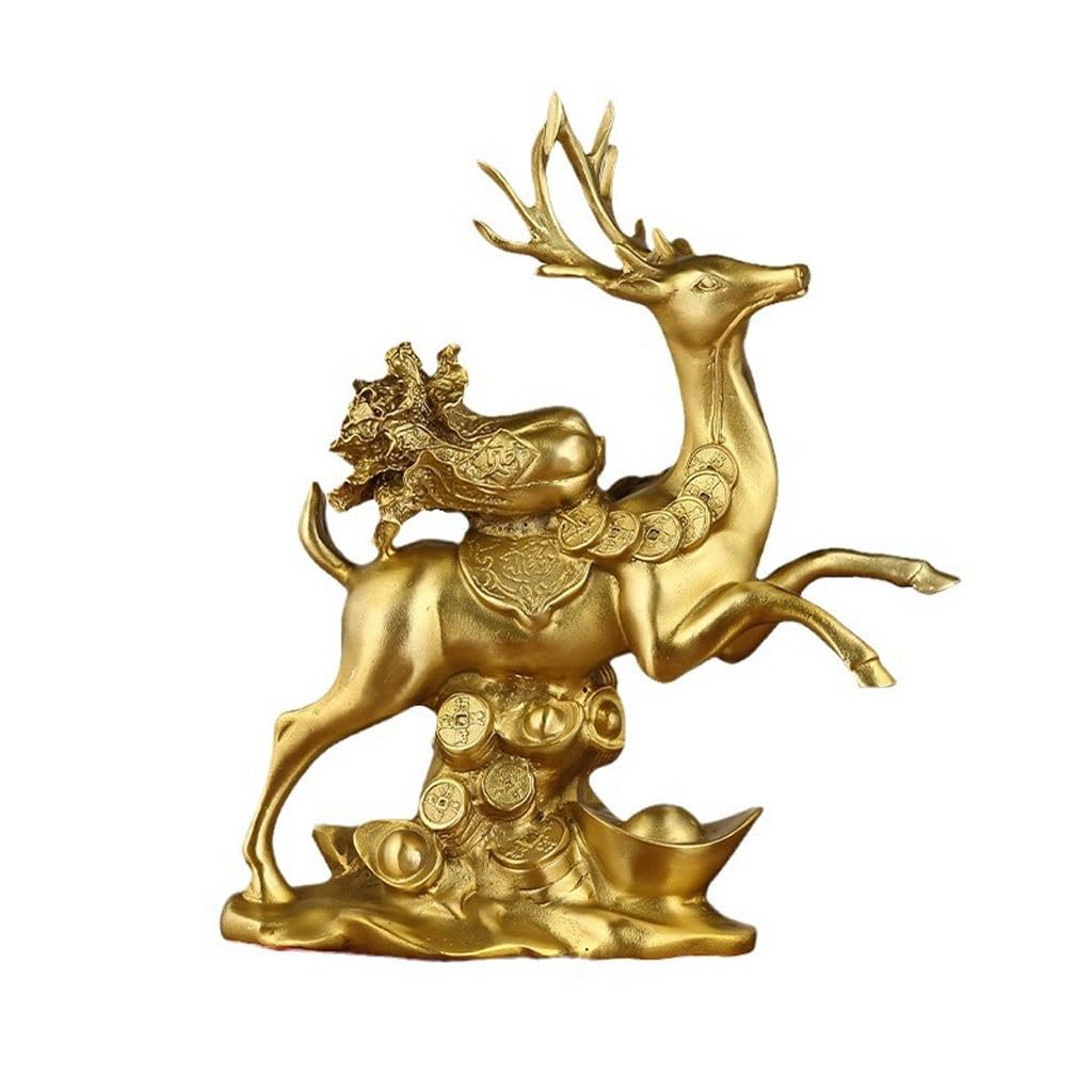 IUokLU Statue Creative Home Copper Deer Sika Deer Ornaments Living Room Porch Decoration Office Crafts Ornaments Brass Figurine