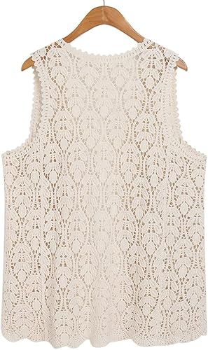 Miniatura 6 de Cárdigan sin mangas con frente abierto para mujer, cárdigan ligero y fresco de ganchillo para mujer