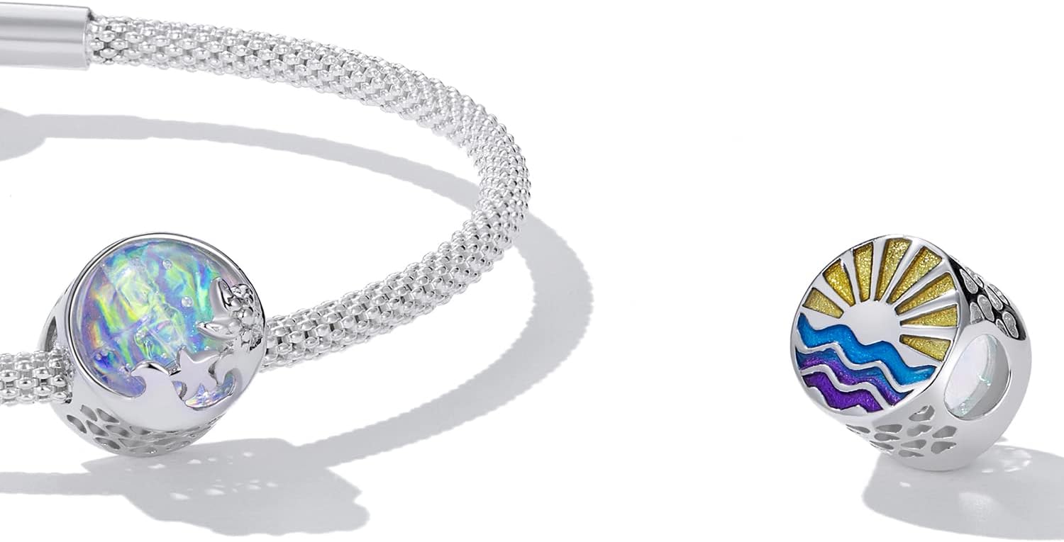 VOROCO Coffee Moon Star Dream Catcher Charms for Bracelet 925 Sterling Silver Dangle & Beads Charm for Charm Bracelet and Necklace DIY Charm Jewelry Gifts for Women - Image 2