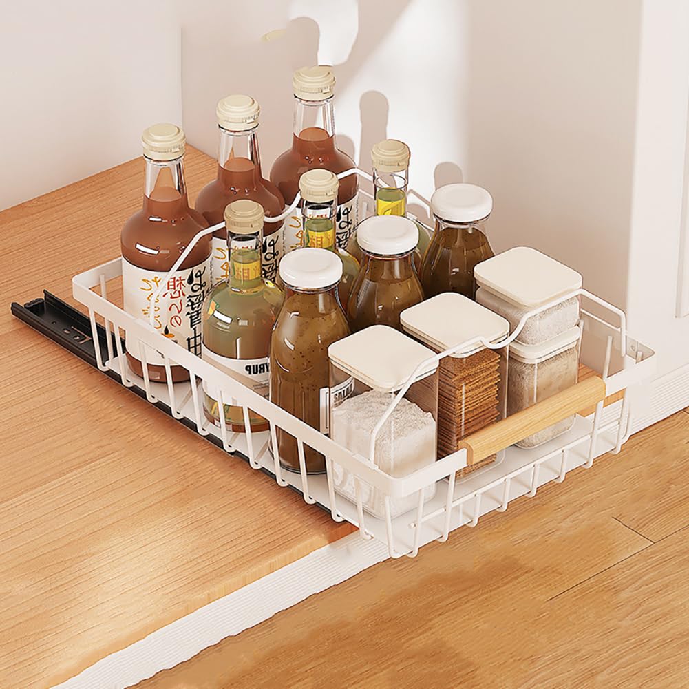 GarveeLife Telescopic Drawer Extendable Drawer for Kitchen Cupboard Organiser Metal Slide Out Drawers Kitchen Pantry