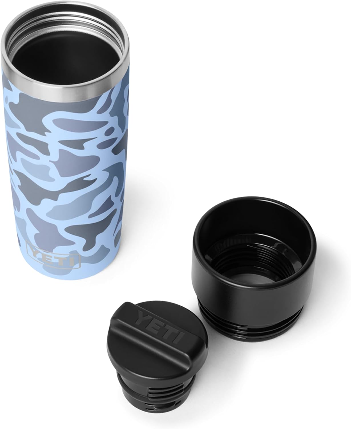 YETI Rambler 16 oz Travel Bottle, Stainless Steel, Vacuum Insulated with Leakproof Commuter Cap, Blue Camo