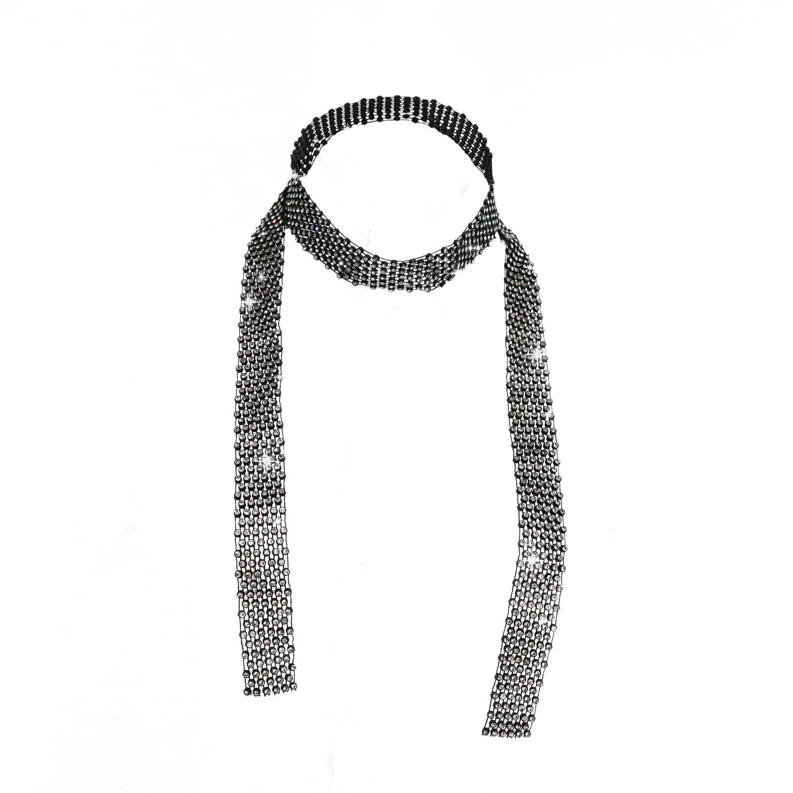GHTIYLP Womens Rhinestone Neck Tie Long Sparkle Sequins Neck Scarf for Party Evening Prom