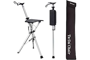Ta-Da Chair, Portable Trekking Hiking Pole, Folding Walking Stick with Chair Seat