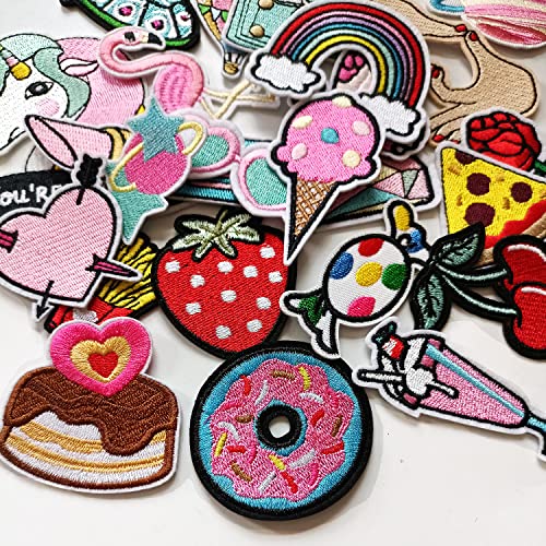 Misdonr 30Pcs Girls Iron On Patches For Clothing Jackets Diy Sew Embroidered Applique Decorative Repair Patches #TOP4