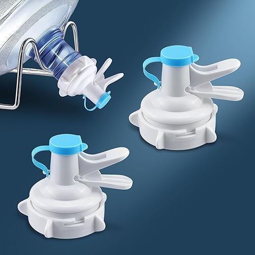 Tapa de jarra de agua de 5 galones, paquete de 2 válvulas dispensadoras de jarra de agua, boquilla para botella de 2.165 in sin rosca con corona