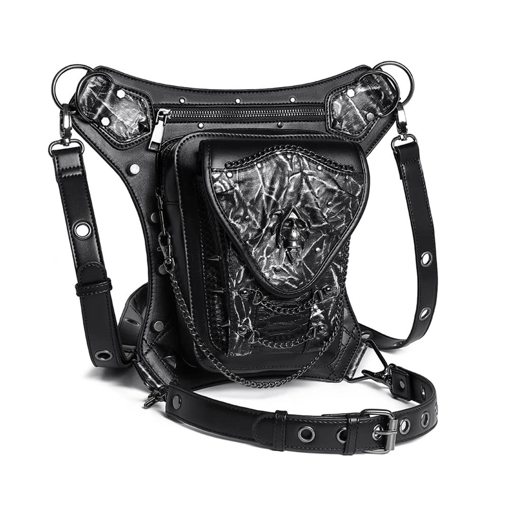 Unisex Multiuso Marsupi Sportivi Pelle All'aperto Borsa a Tracolla Mano Borsello da Motociclista Ciclismo Trekking Sacchetto Borsetta Sling Shoulder Waist Leg Bag (8)