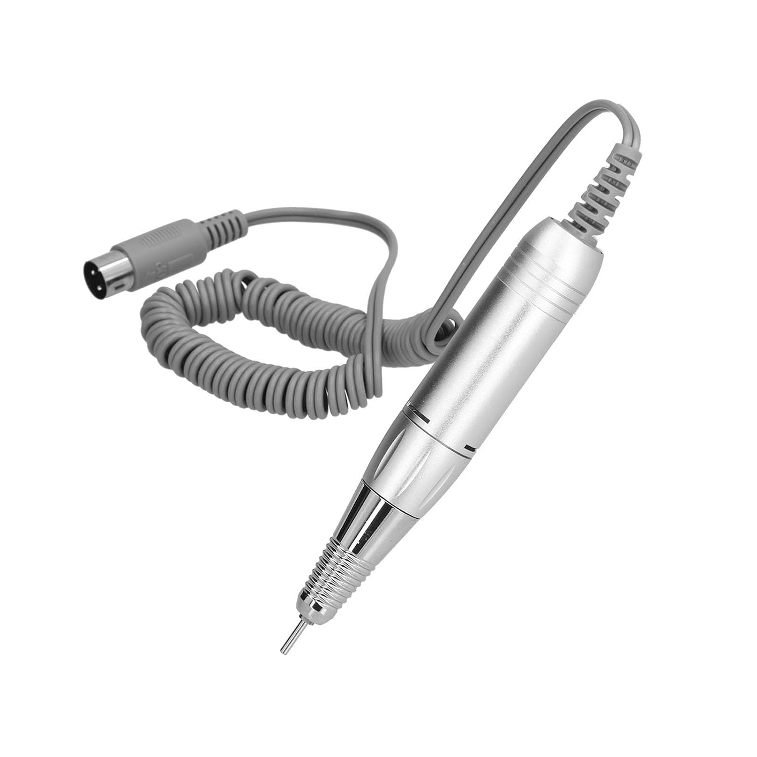 Electric Nail Drill Handpiece Professional Portable Stable Manicure Machine Pen Handle Stainless Steel Salon Home Use Durable Lightweight Easy to Carry (Silver)
