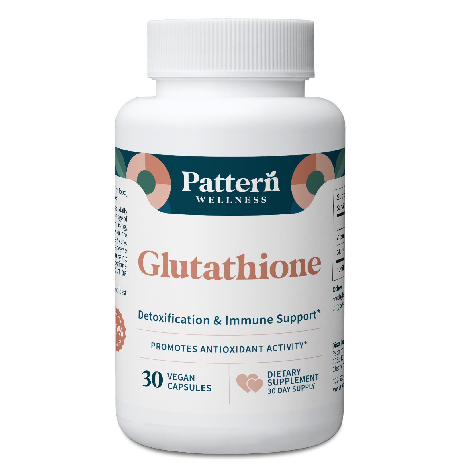 Amazon.com: Pattern Wellness Glutathione Supplement - Active Reduced  Glutathione Formula with Added Vitamin C - Cell, Antioxidant, + Immune  Health Support