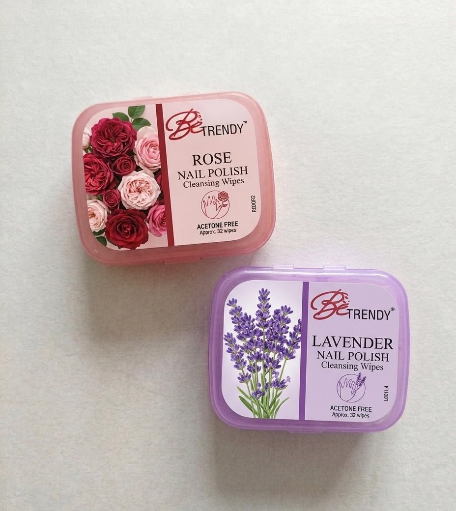 Nail Polish Remover Wipes Rose & Lavender Combo Pack of 2 – Vitamin E Enriched, Hydrates Nails & Moisturizes Cuticles, Travel-Friendly & Easy to Use-image-38
