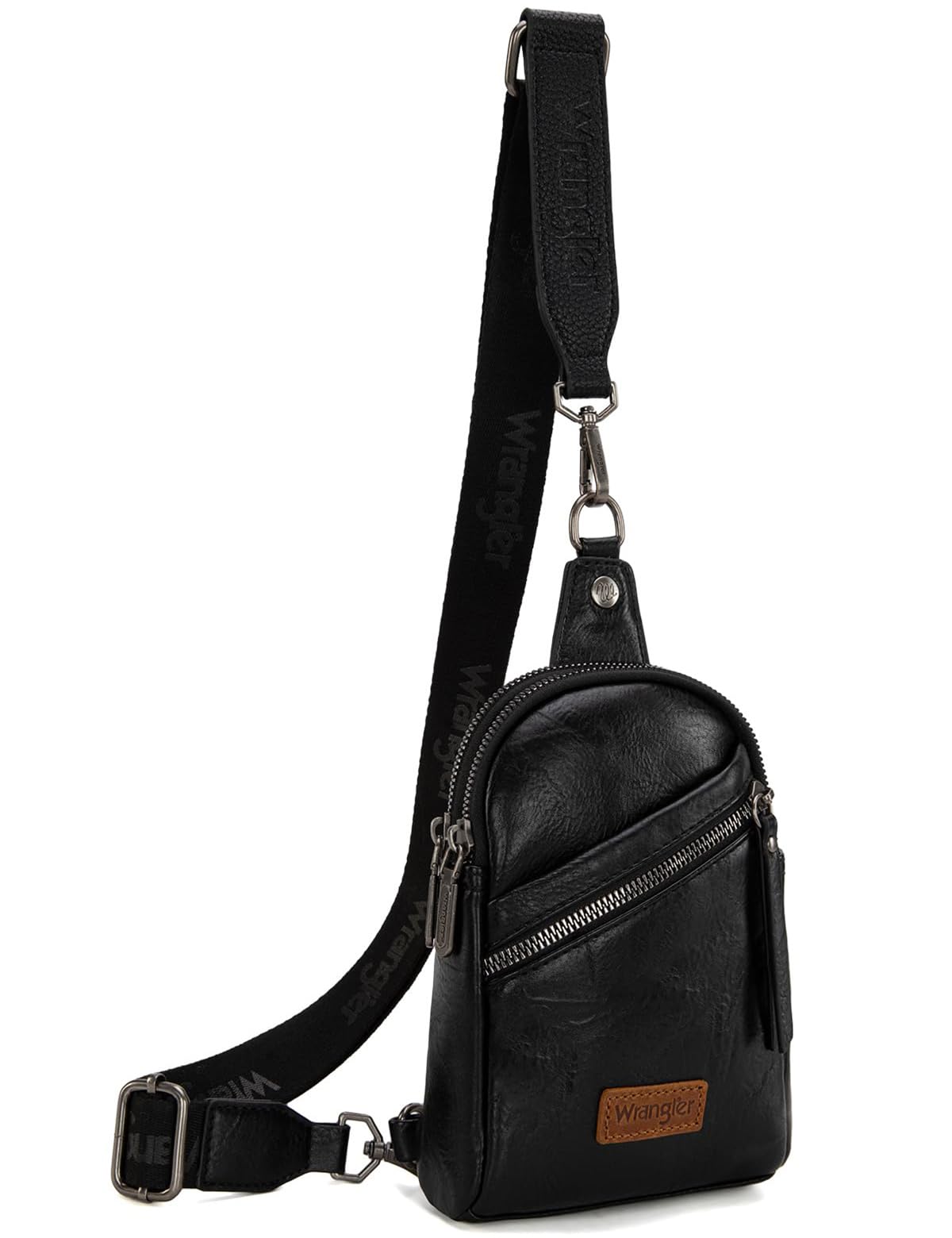 Wrangler Small Sling Bag for Women, Leather Crossbody Bags Cross Body Purse Fanny Packs with Adjustable Strap for Gift