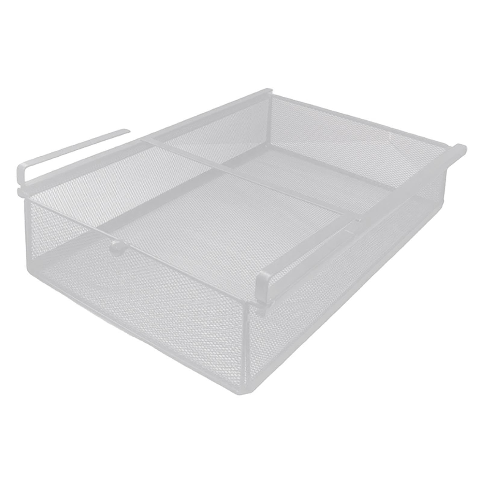 LOVIVER Panier en Fer à Tiroir Coulissant Suspendu, Panier de Rangement Coulissant sous Étagère, Organisateur de Rangement sous Armoire pour Chambre à Coucher/Comptoir/Armoire, Blanc, 29 * 46 * 9cm