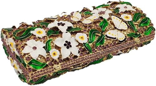 Miniatura 8 de Boutique De FGG Flores y mariposas mujeres cristal embrague bolso de noche boda fiesta Rhinestone bolsos