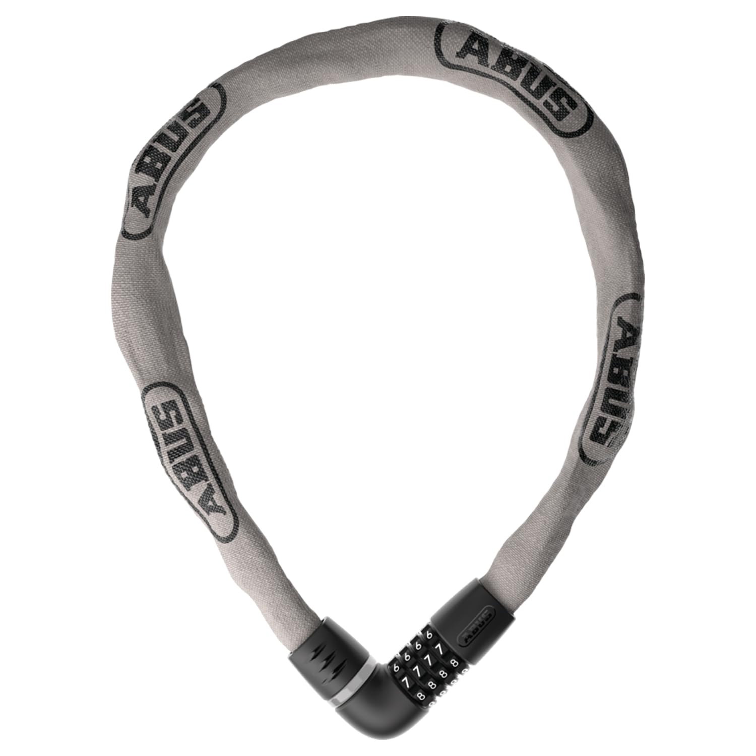 ABUS Kettenschloss Tresor 6807C, długość 110 cm, szary | Zapięcie rowerowe z 4-cyfrowym kodem, łańcuchem 7 mm i ochroną przed sondowaniem