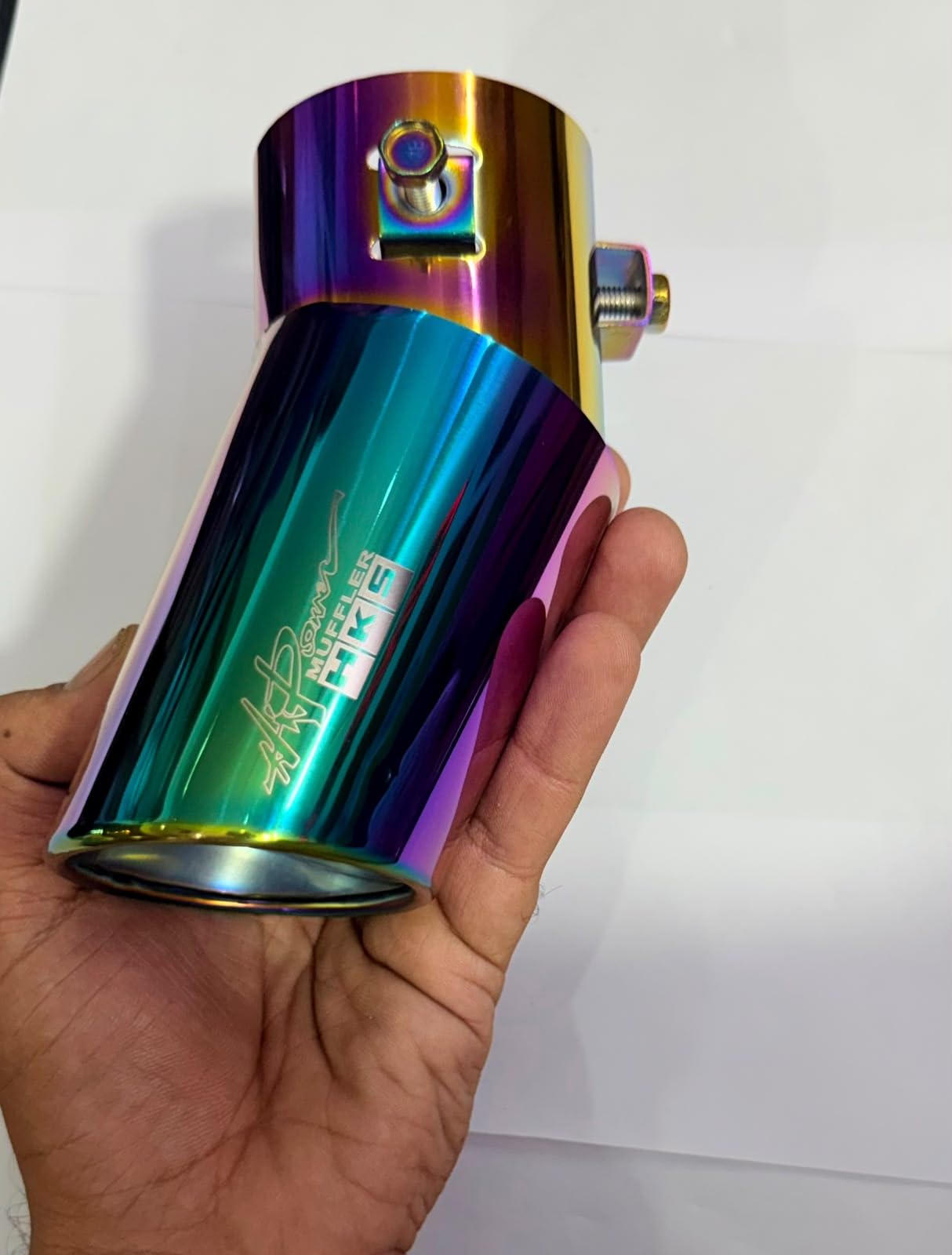 Universal Stainless - STEEL HKS SINGLE ROUND ONLY BEND TIP Silencer Burnt Tip HKS Muf-fler Car Ex-haust MUF-FLER TIP SS HKS TIP NEON-picture-16