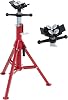 PIONEERWORKS Pipe Heavy Duty Jack Stand, Pipe Stand V Head, Pipe Support for 18-12 Inch, Adjustable Height 28-52 Inches Jack Stands, 2500 lbs Capacity, Portable Folding Legs