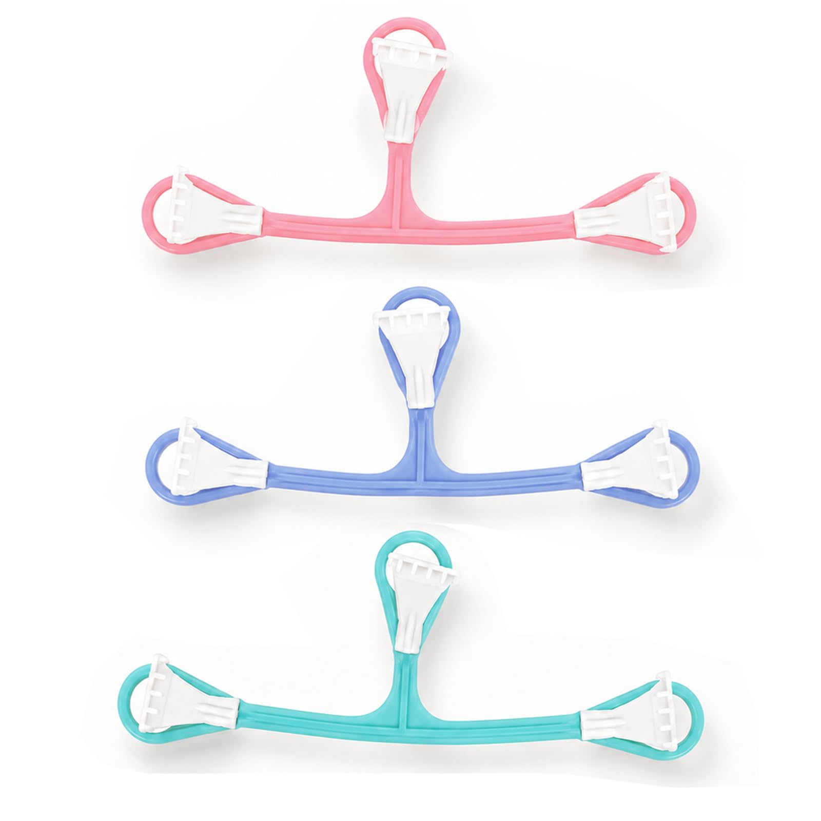 Pinless Cloth Nappy Fasteners, 3 Pack Elastic Diaper Gripper Buckles in Green Blue Pink, Secure Belt Clips for Prefold & Flat Nappies, Size 13x5cm