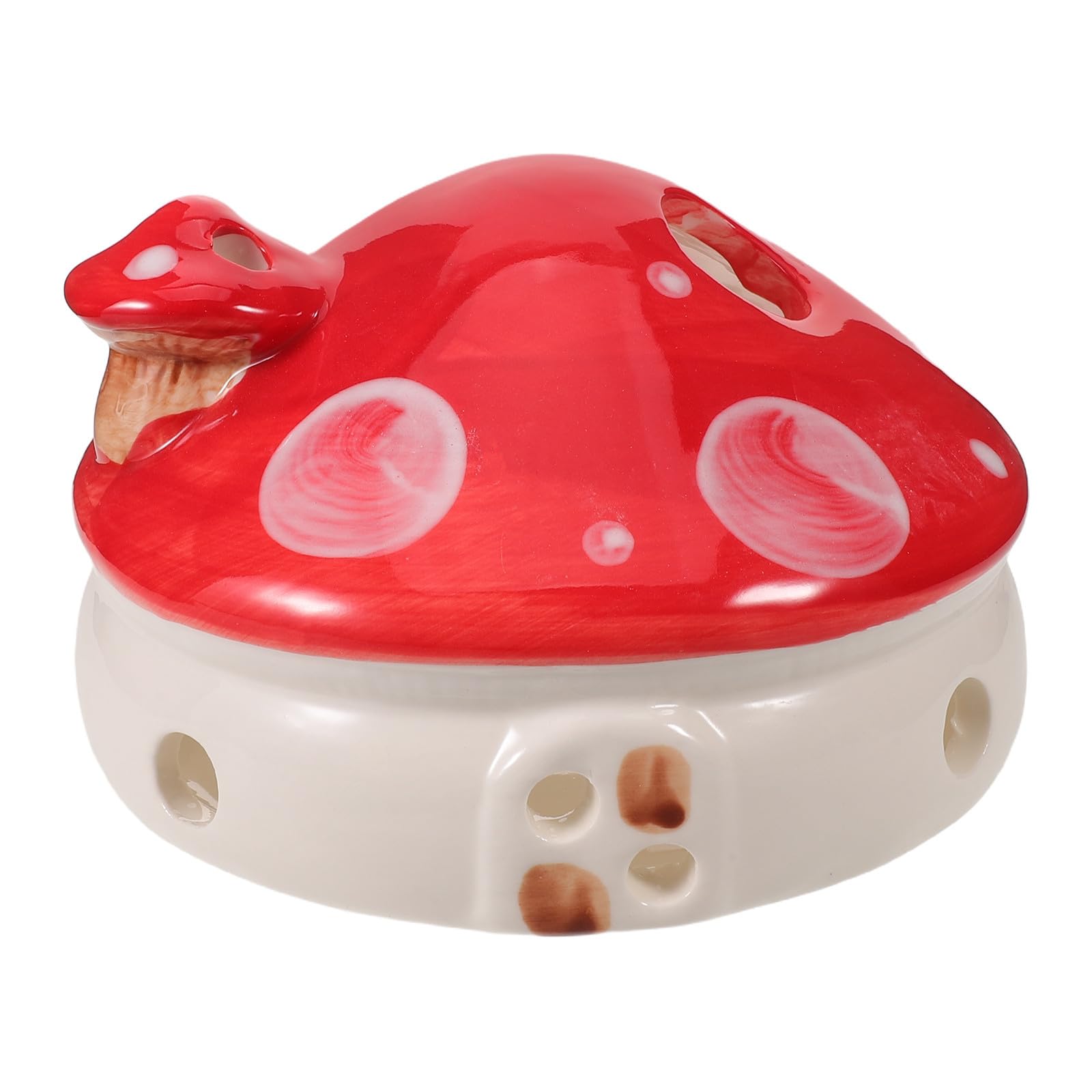 SECFOU Porta Incienso y Colocación Estable de Cerámica Forma de Hongo Rojo, Acabado Esmaltado, Diseño Decorativo Adecuado para Sala de Estudio o Salón de Té