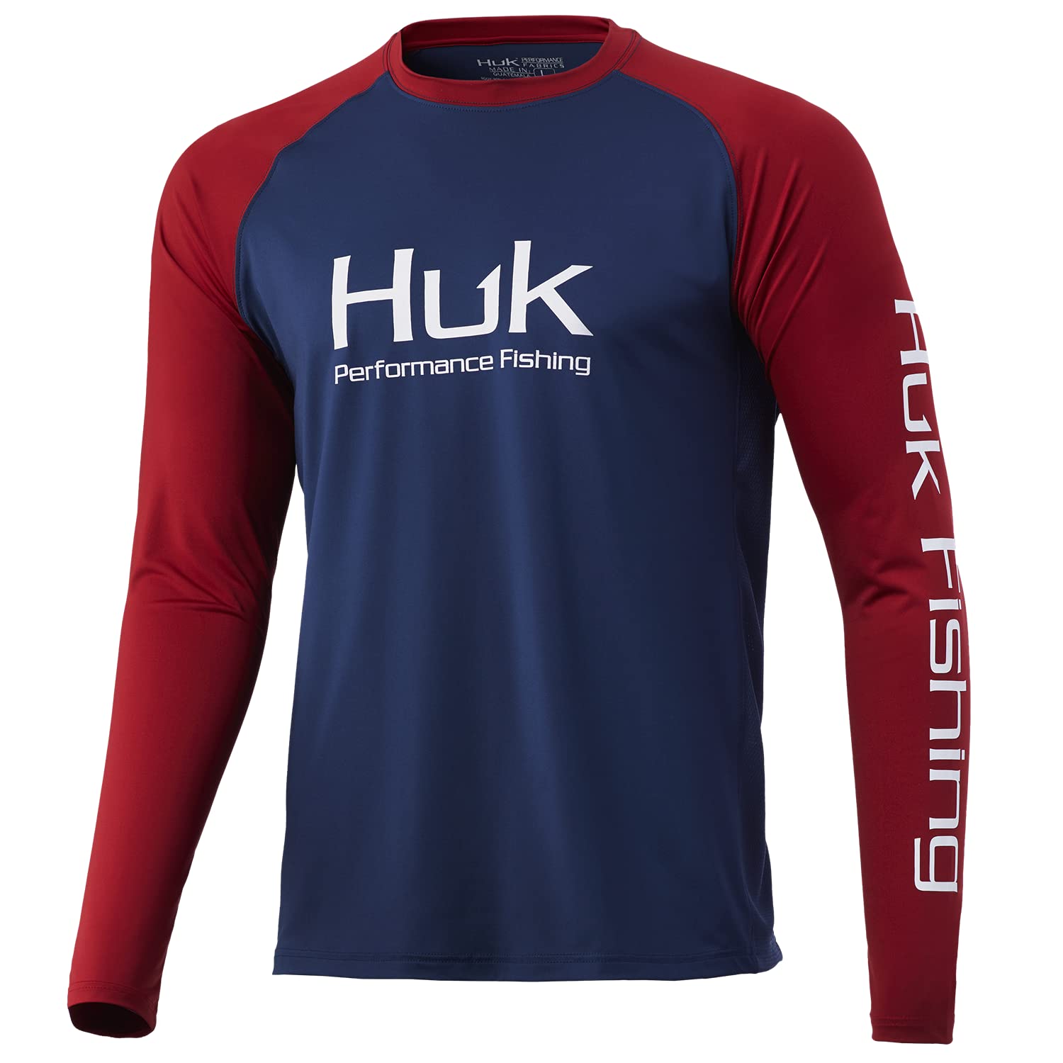 HUK Men's Standard Double Header Long Sleeve | Sun Protecting Fishing Shirt, Sargasso Sea, X-Large