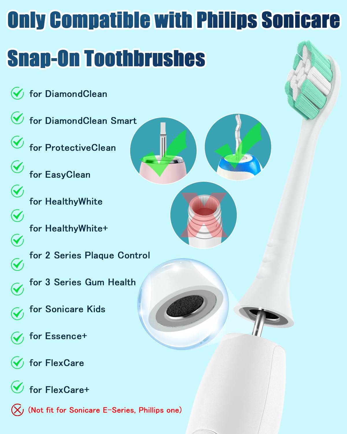4 Brossettes De Rechange Pour Brosse à Dents électrique Sonic U1 - Marque Sematronik
